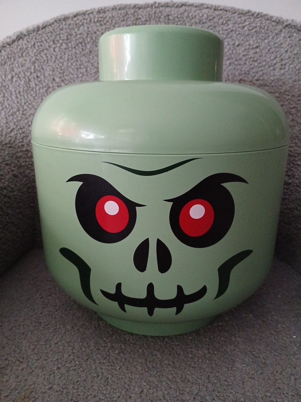 Large Lego Green Monster Figurehead Storage Container Halloween Used 10.5 "